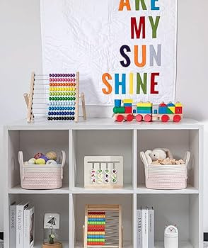 CubesLand Cute Small Toys Basket,Soft Pink Baby Girls Nursery Storage Baskets,Cube Organizer Bask... | Amazon (US)