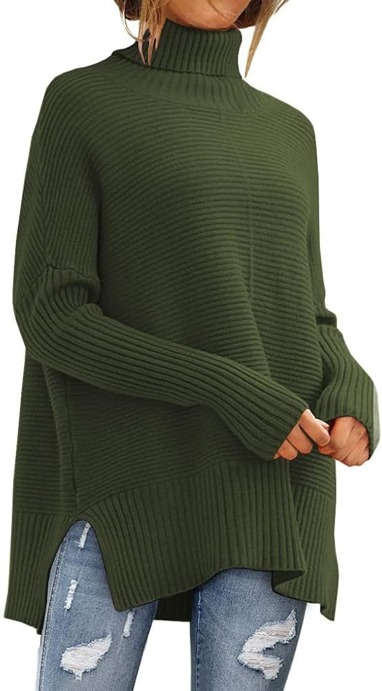 EFAN Women's Turtleneck Oversized Sweaters Fall Outfits Clothes Trendy Fashion Long Pullover Knit... | Amazon (US)