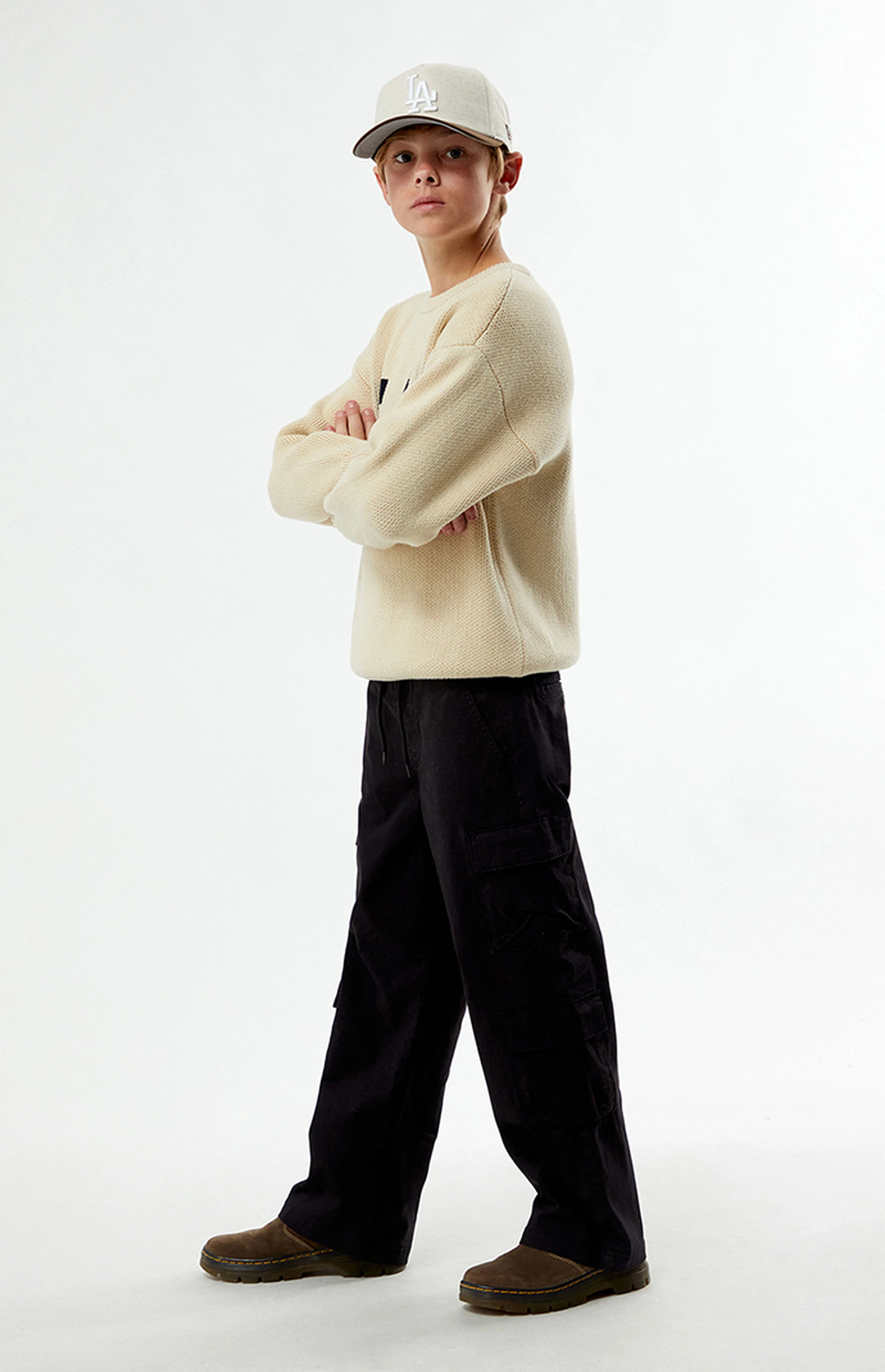 Pacsun Kids Porter Baggy Pants Stretch E-Waist Cargo Black | PacSun