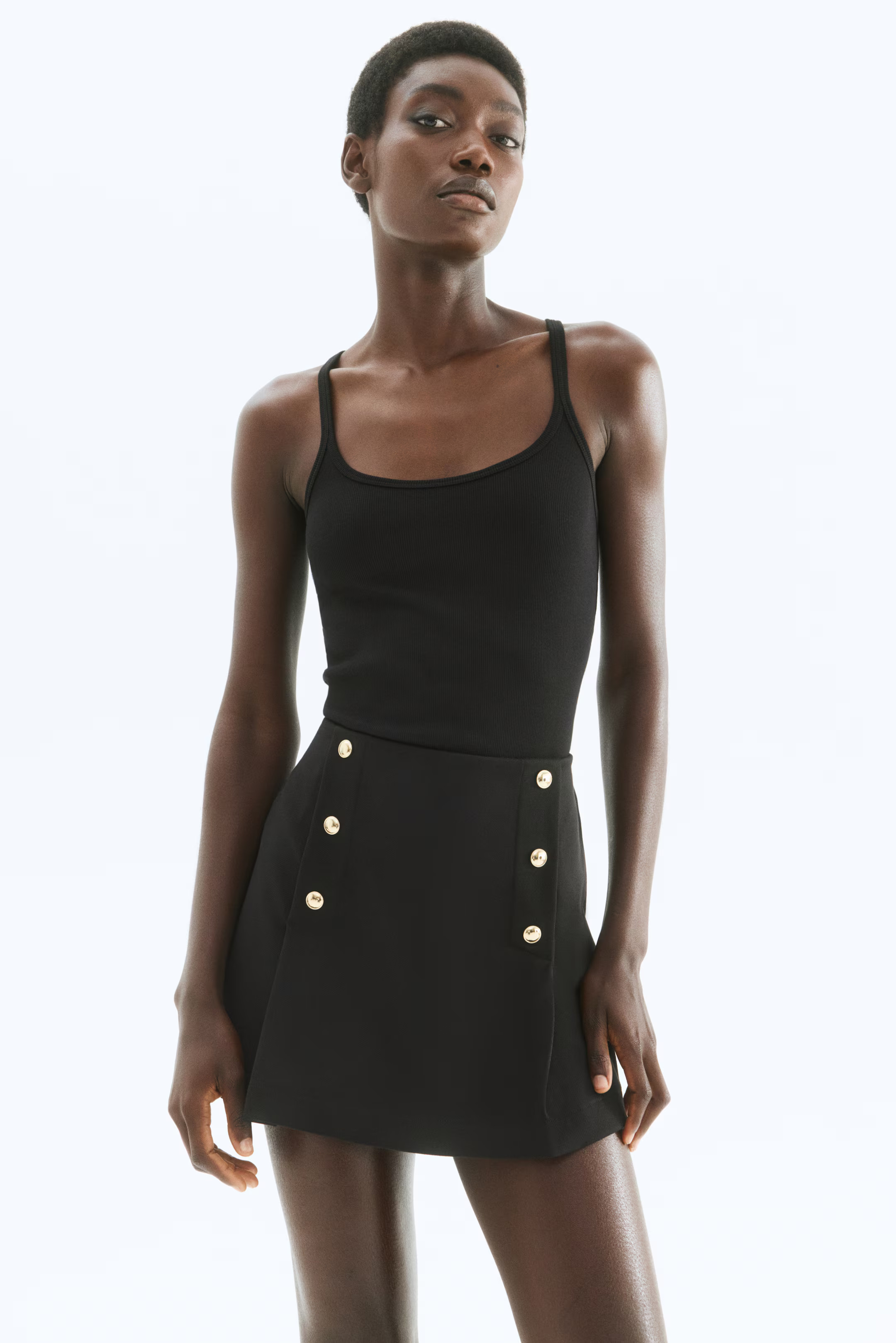 Button-Front Skort - Black - Ladies | H&M US | H&M (US + CA)