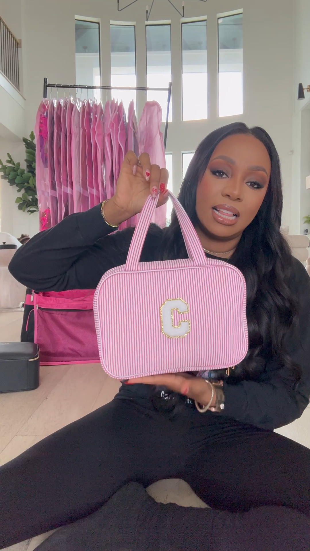 This is great all purpose bag that can be used for anything but I use it for a hair bag for my girls for dance. All initials are available 