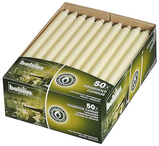 BOLSIUS Straight Unscented Ivory Candles Pack of 50-11-inch Long Candles - 12 Hour Long Burning C... | Amazon (US)