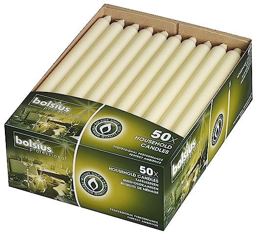 BOLSIUS Straight Unscented Ivory Candles Pack of 50-11-inch Long Candles - 12 Hour Long Burning C... | Amazon (US)