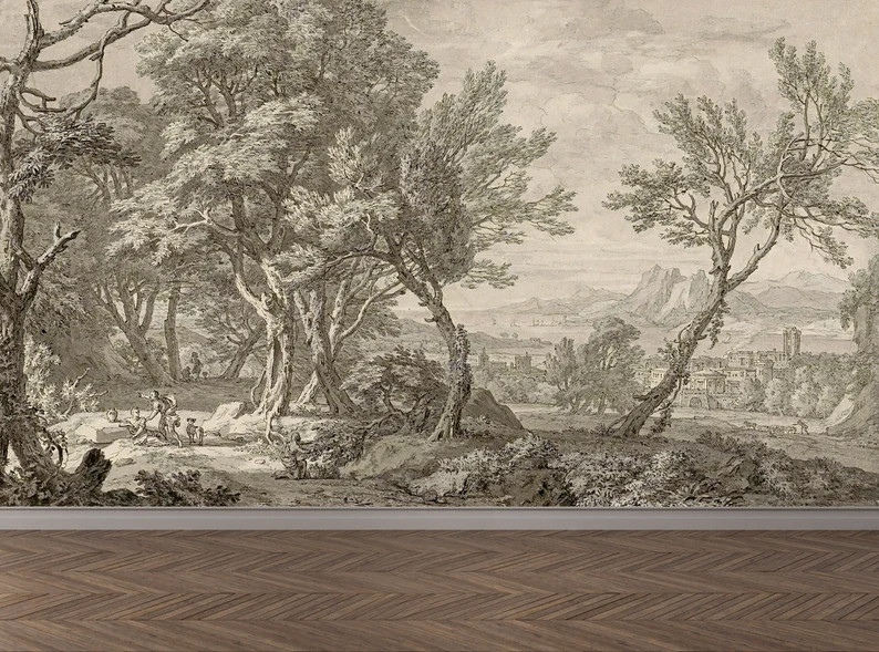 Vintage Landscape Panoramic Wallpaper / Ruins Landscape - Etsy | Etsy (US)