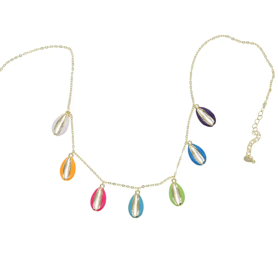 Summer hot selling fashion trendy jewelry Neon Enamel colorful sea shell charm necklace | AliExpress (US)