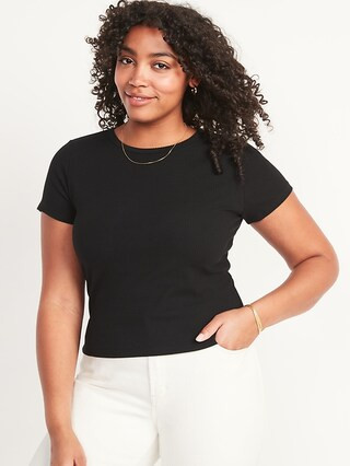Short-Sleeve Cropped Slim-Fit Rib-Knit T-Shirt for Women | Old Navy (US)