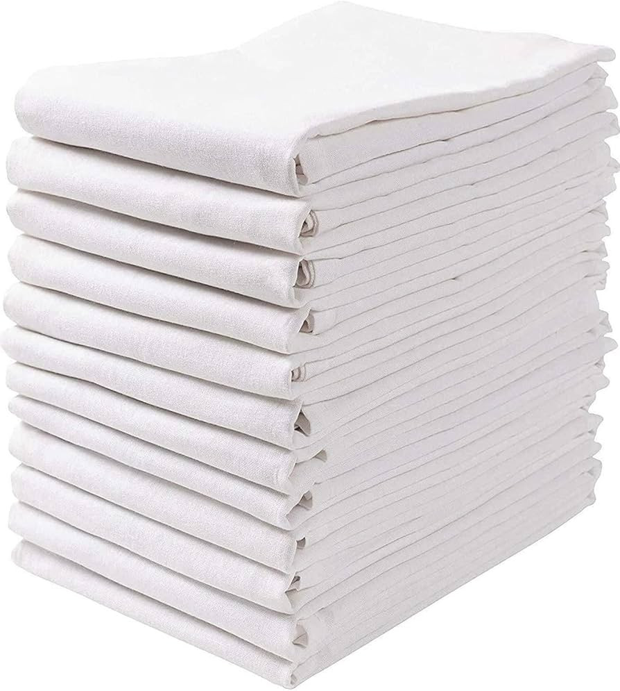 [12 Pack] Flour Sack Kitchen Dish Towels - Lint Free Soft 100% Ring Spun Cotton - Large 28x28 - W... | Amazon (US)