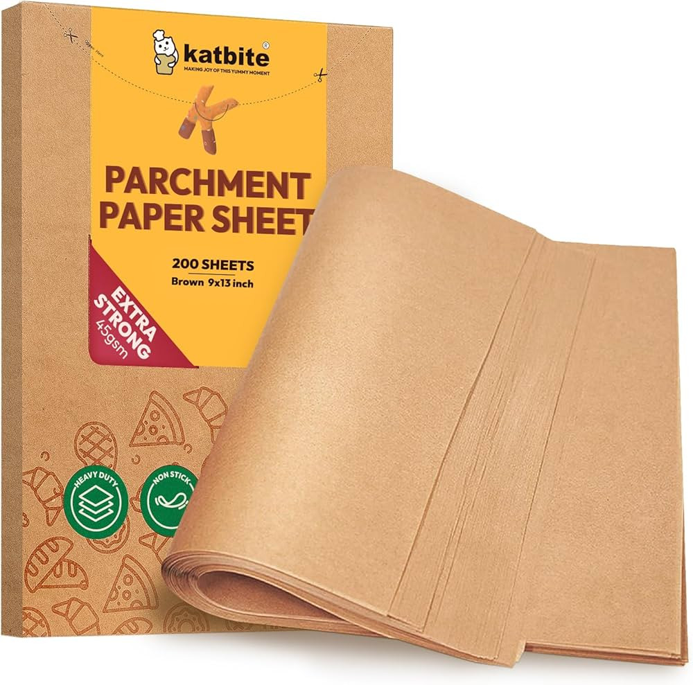 Katbite 200Pcs 9x13 inch Heavy Duty Unbleached Parchment Paper, Parchment Paper Sheets for Baking... | Amazon (US)