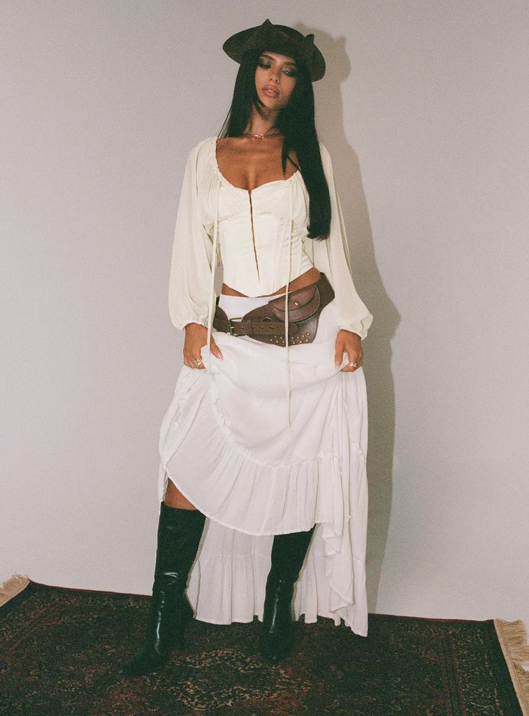 Miriah Maxi Skirt White Low Impact | Princess Polly US