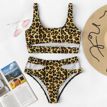 Random Leopard Cut-out Top With High Waist Bikini | SHEIN