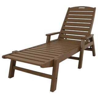 POLYWOOD Nautical Teak Stackable Plastic Outdoor Patio Chaise Lounge-NCC2280TE - The Home Depot | The Home Depot