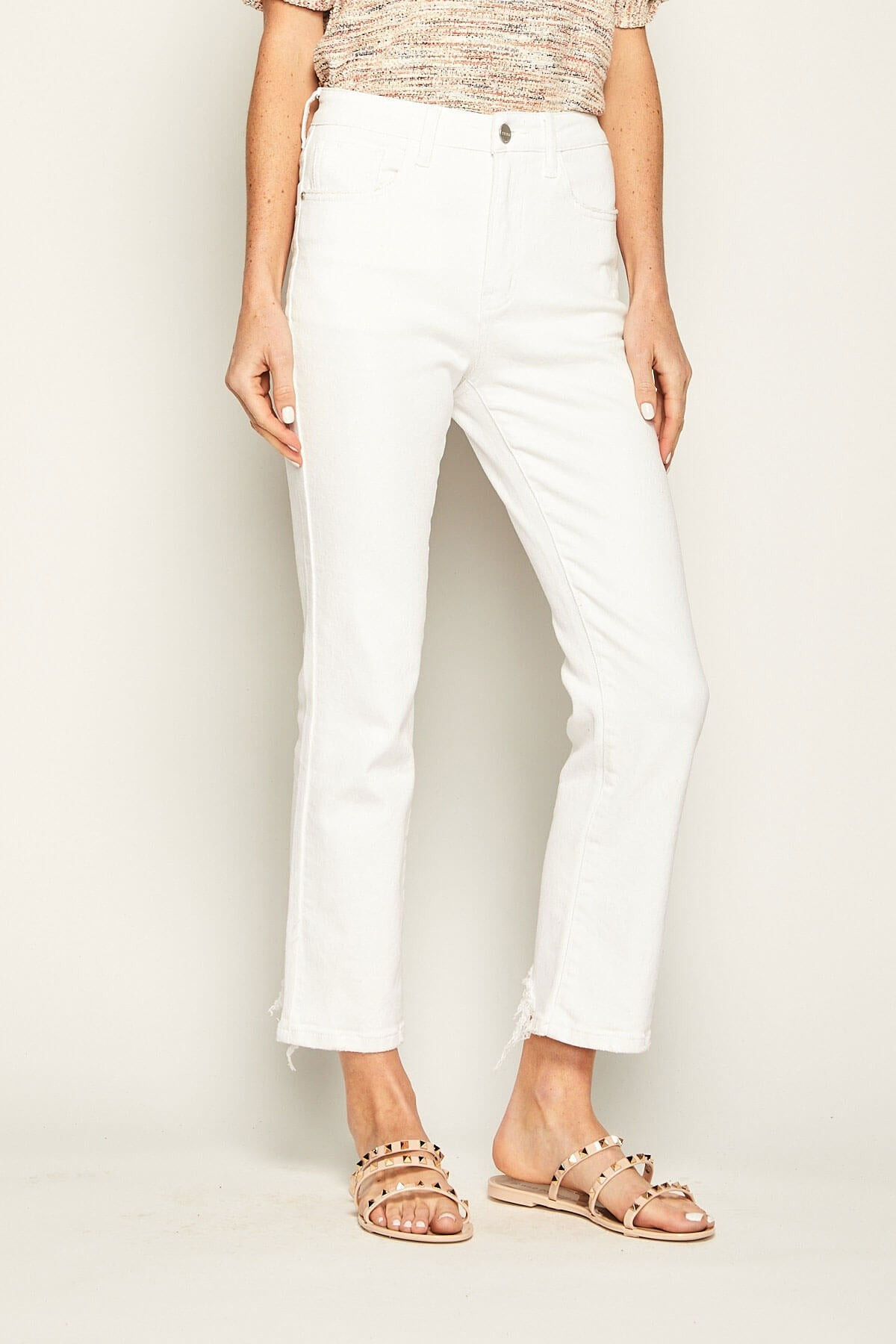 Risen Straight Leg White Jeans | Social Threads