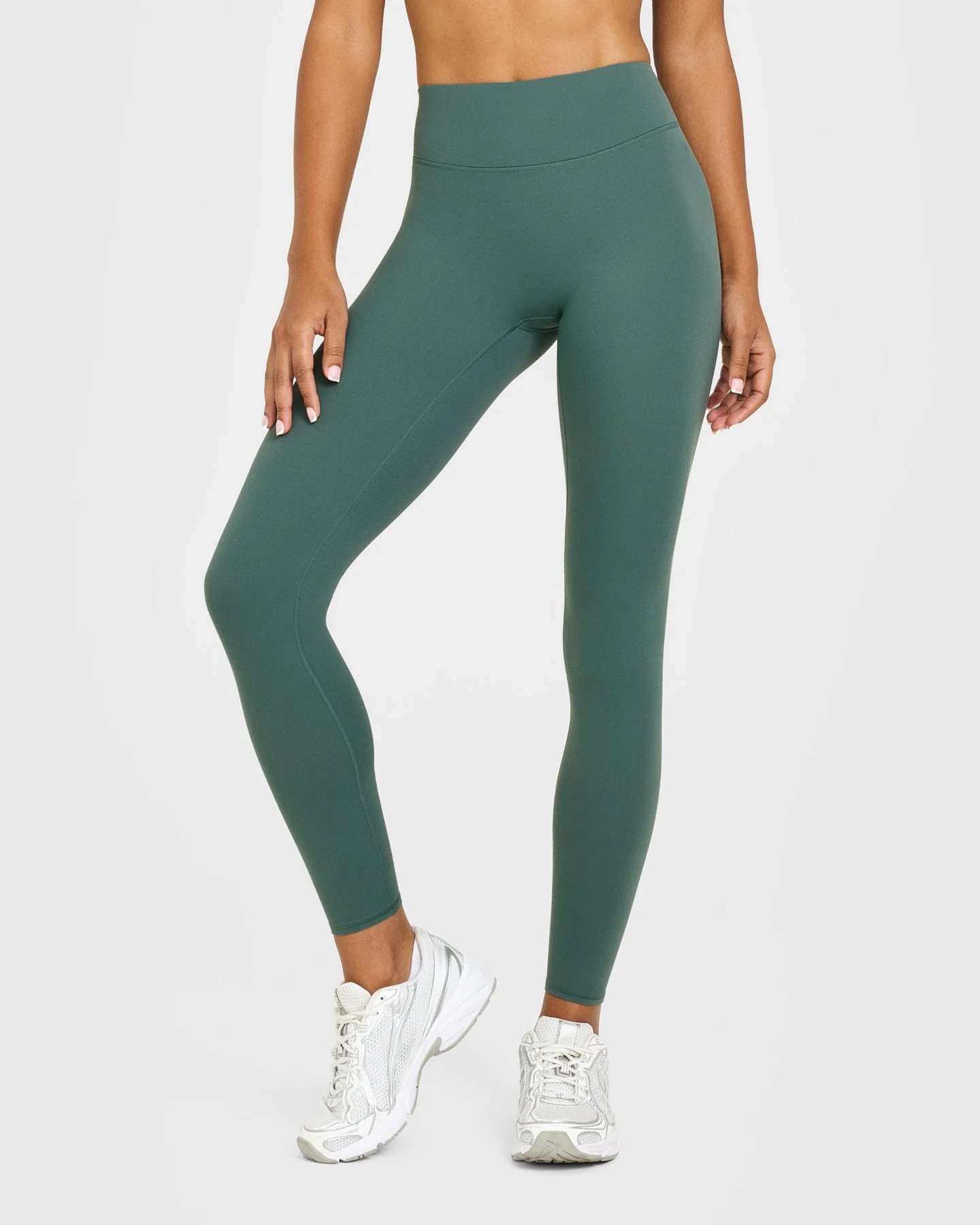 SoftMotion™ High Waisted Leggings with White Logo 
 Iced Green | Oner Active (UK / US)