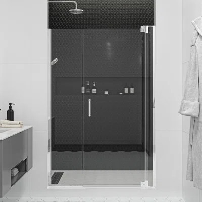 Flex X Duo 51 - 54 x 72" Frameless Pivot Shower Door 3/8" and 5/16" Flex X Clear Tempered Glass | Wayfair North America