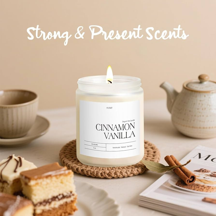 Cinnamon Vanilla Candles for Home Scented, Natural Soy Wax Aromatherapy Non Toxic Heavy Scented C... | Amazon (CA)