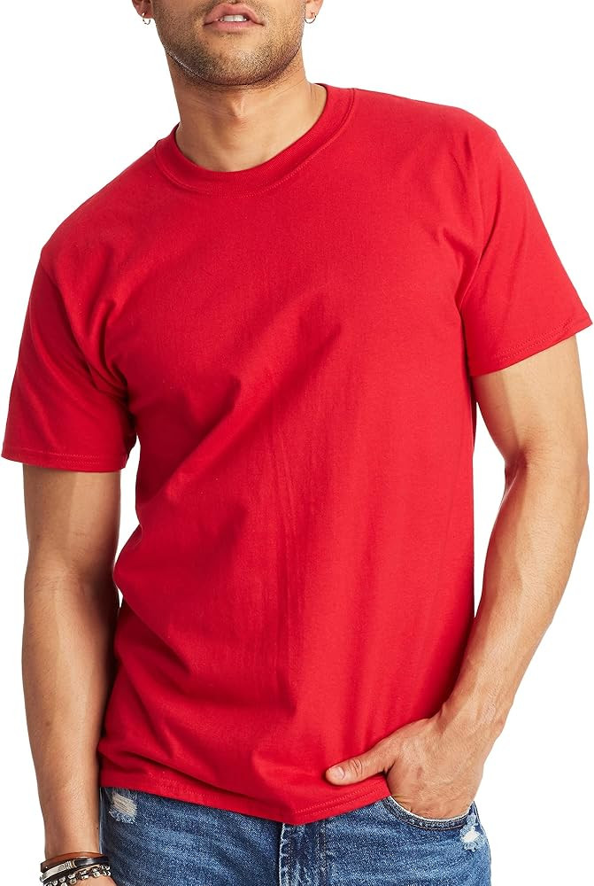 Hanes Men's T-Shirt, Beefy-T Heavyweight Cotton Crewneck Tee, 1 or 2 Pack, Available in Tall Size... | Amazon (US)