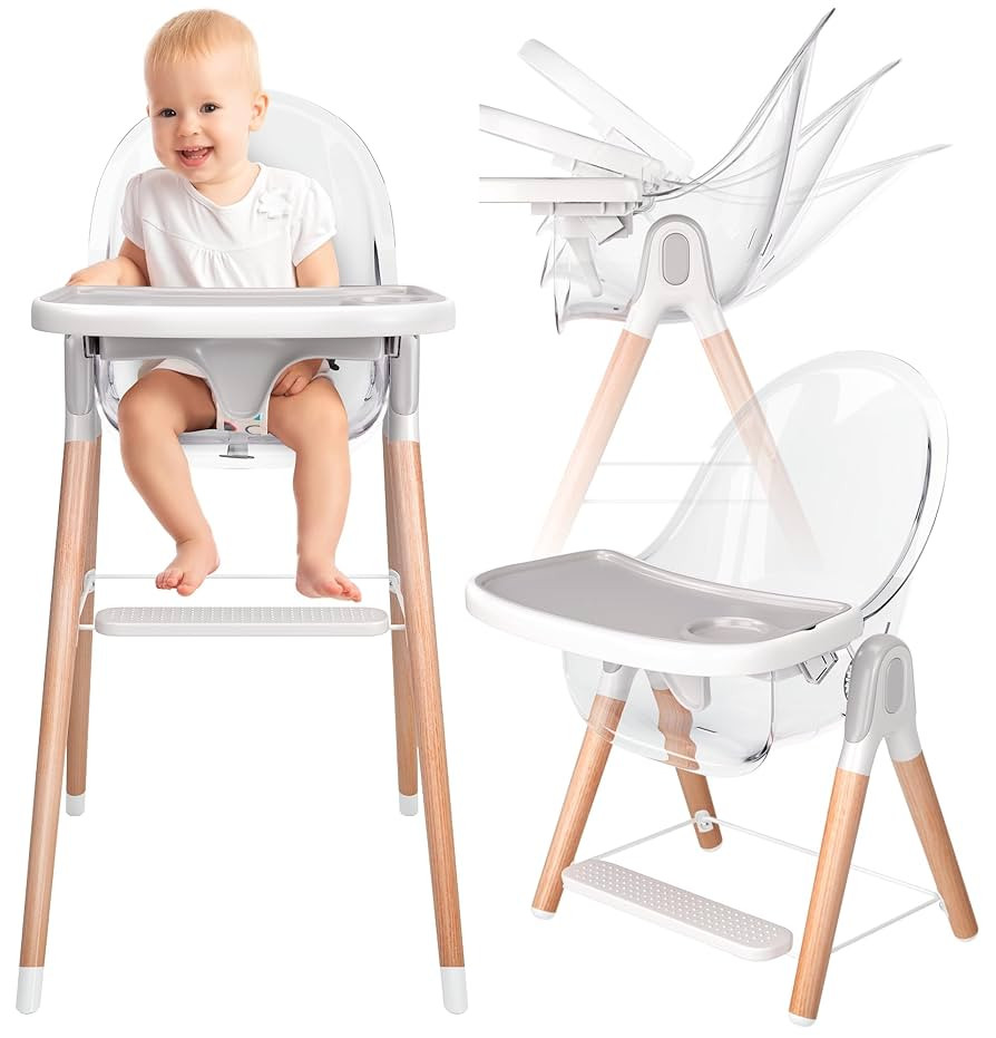 Children of Design 6 in 1 Deluxe Wooden High Chair for Babies & Toddlers, Modern Safe & Compact B... | Amazon (US)