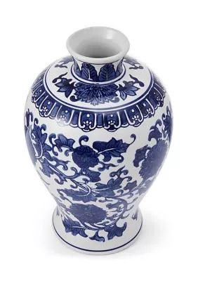 Blue and White Ceramic Urn Vase | Belk