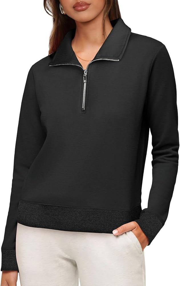 WIHOLL Women's Half Zip Sweatshirts Cropped Slim Fit Long Sleeve Pullover Soft Quarter Zipper Hoo... | Amazon (US)