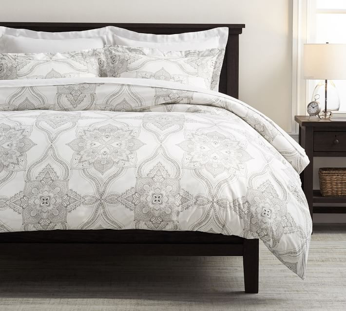 Sonya Medallion Organic Percale Duvet Cover | Pottery Barn (US)