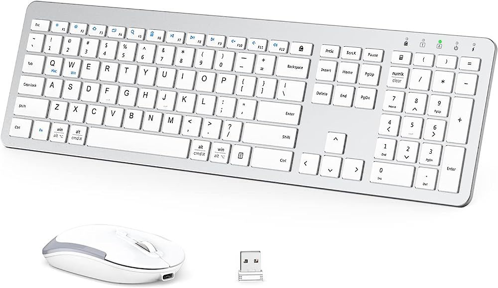iClever GK08 Wireless Keyboard and Mouse - Rechargeable, Ergonomic, Quiet, Full Size Design with ... | Amazon (US)