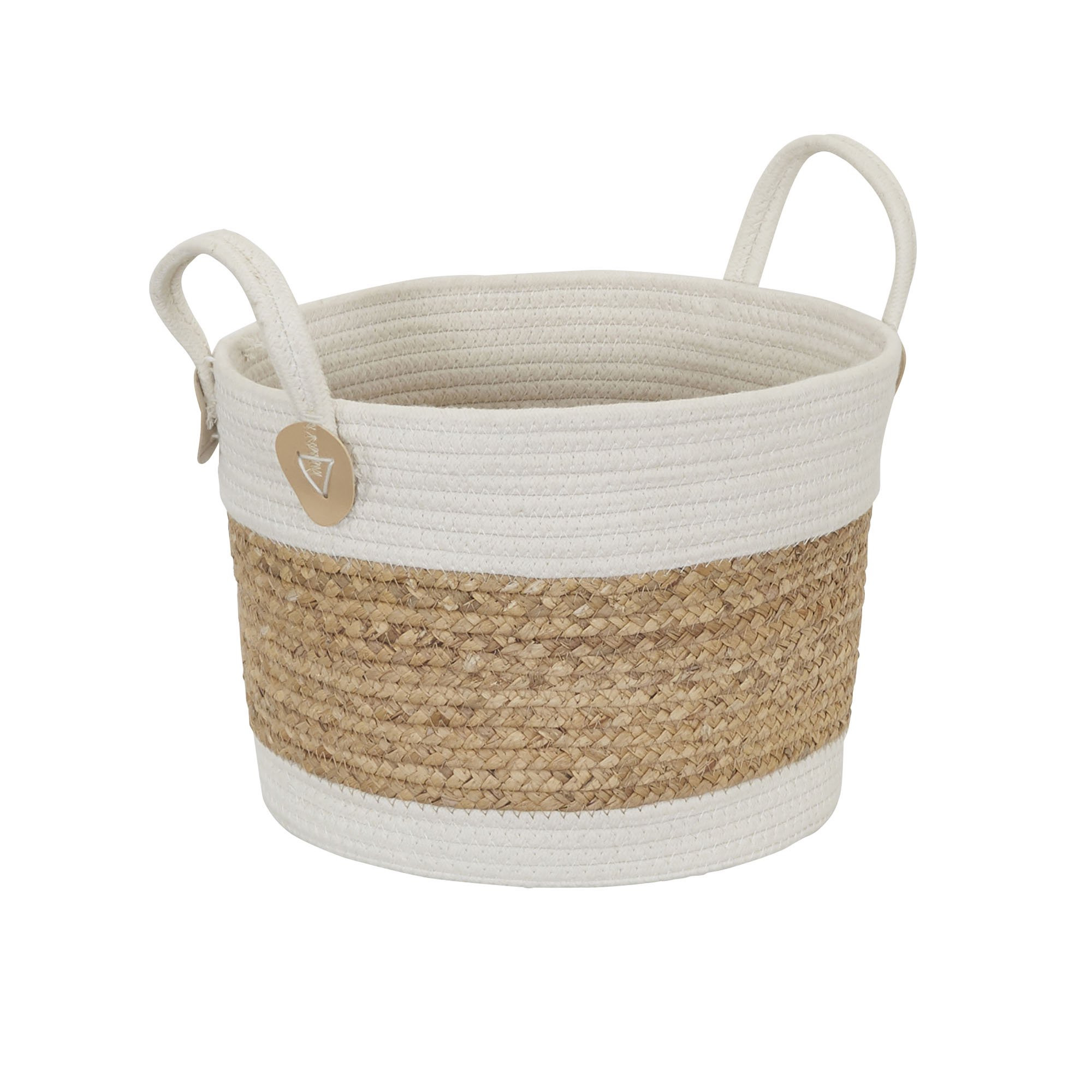 Household Essentials Two Tone Woven Hyacinth Wicker Storage Basket, Round | Walmart (US)