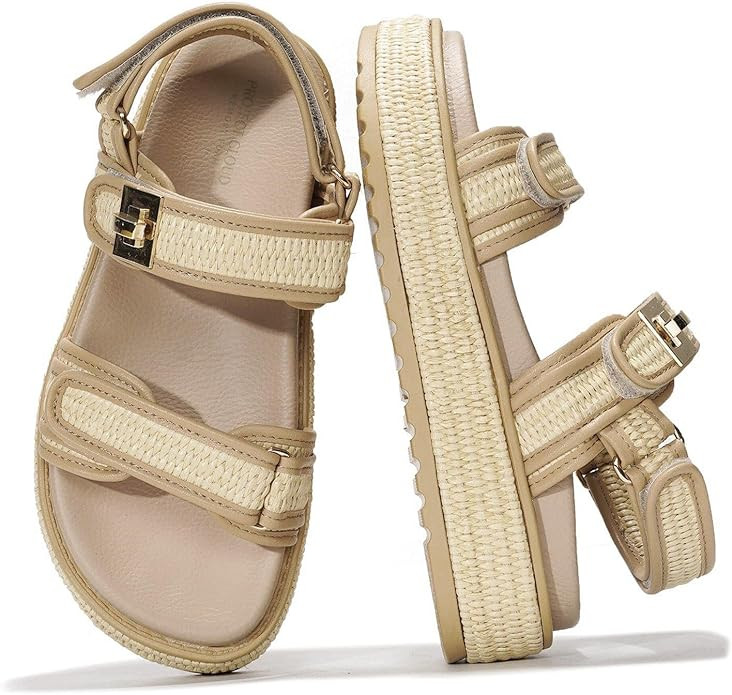 Project Cloud 100% Genuine Leather Platform Sandals Women Footwear - Comfortable Strappy Summer S... | Amazon (US)