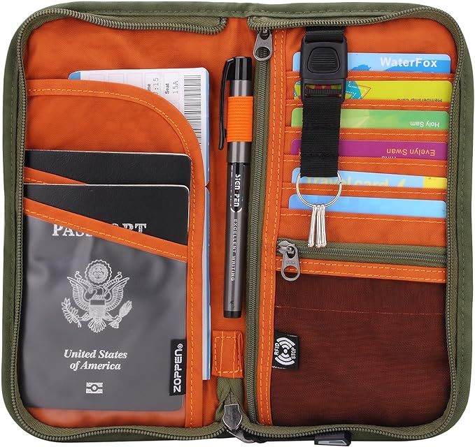 Zoppen RFID Travel Passport Wallet & Documents Organizer Zipper Case with Removable Wristlet Stra... | Amazon (US)