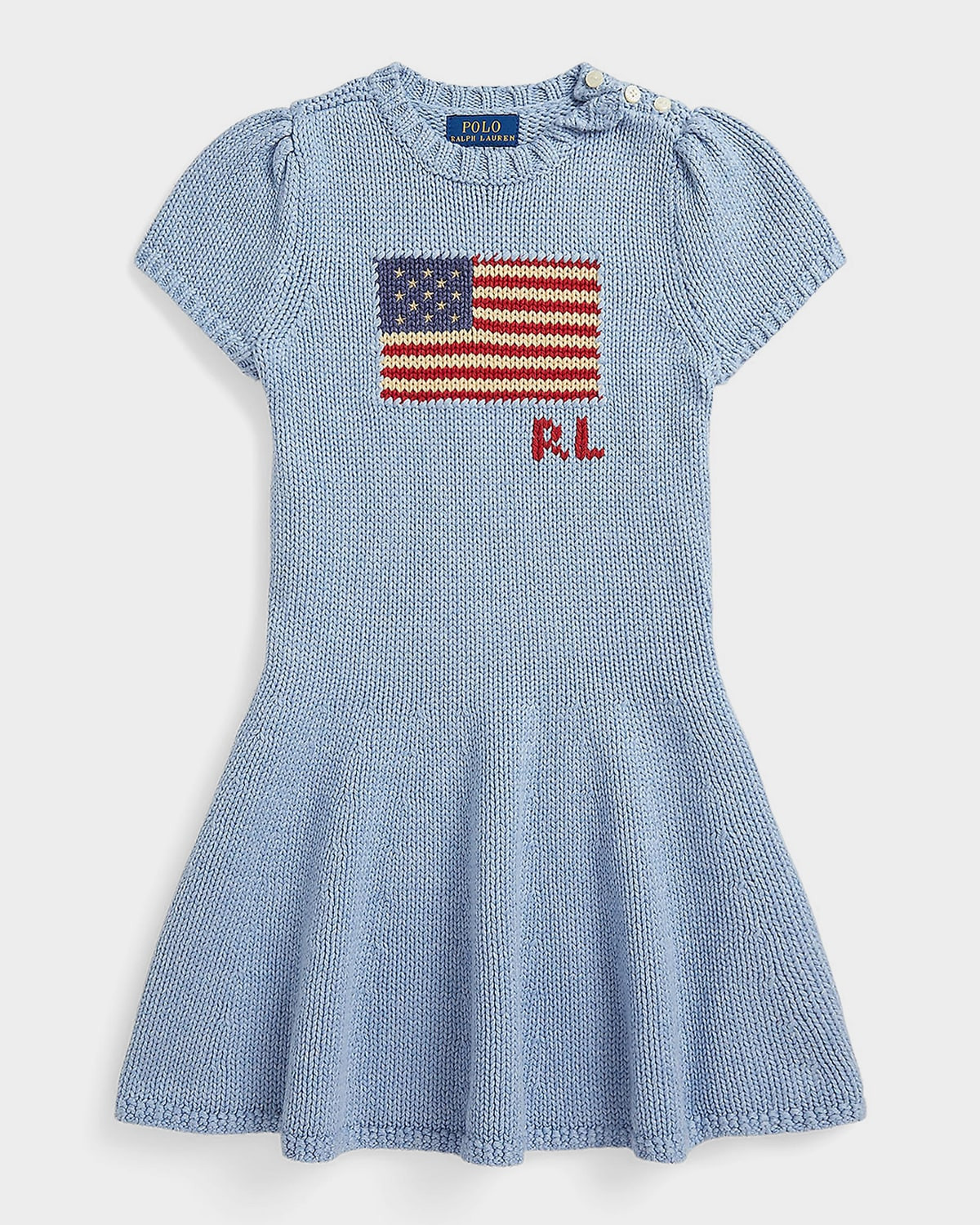 Little Girl's & Girl's Flag-Intarsia Cotton Sweater Dress | Neiman Marcus