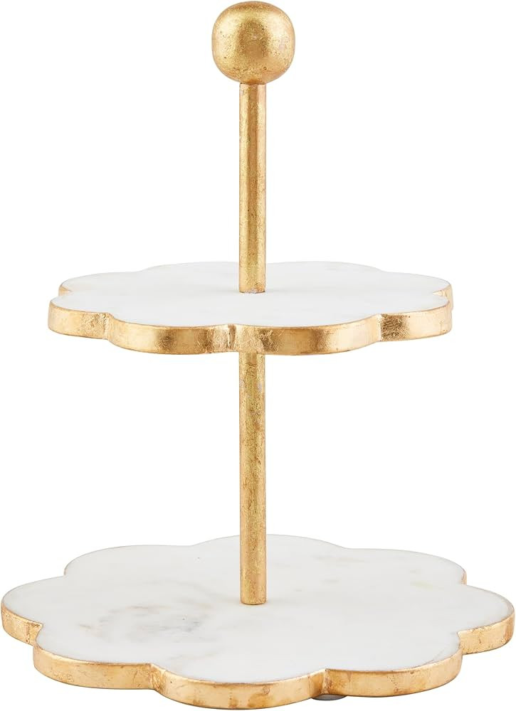 Mud Pie Scallop Gold Marble Tier Stand; 12" x 10" dia | Amazon (US)