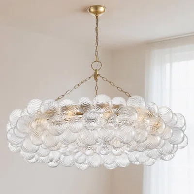 Gold Chandelier, Glass Globe Pendant Lighting, E12 Base, LED Bulbs Included, Adjustable Chain For Dining Room, Living Room, Foyer | Wayfair North America