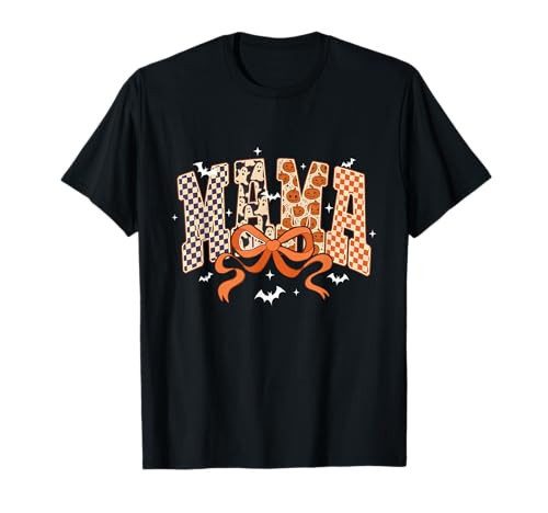 Retro Checkered Pumpkin Ghost Mama Halloween Mom Spooky T-Shirt | Amazon (US)