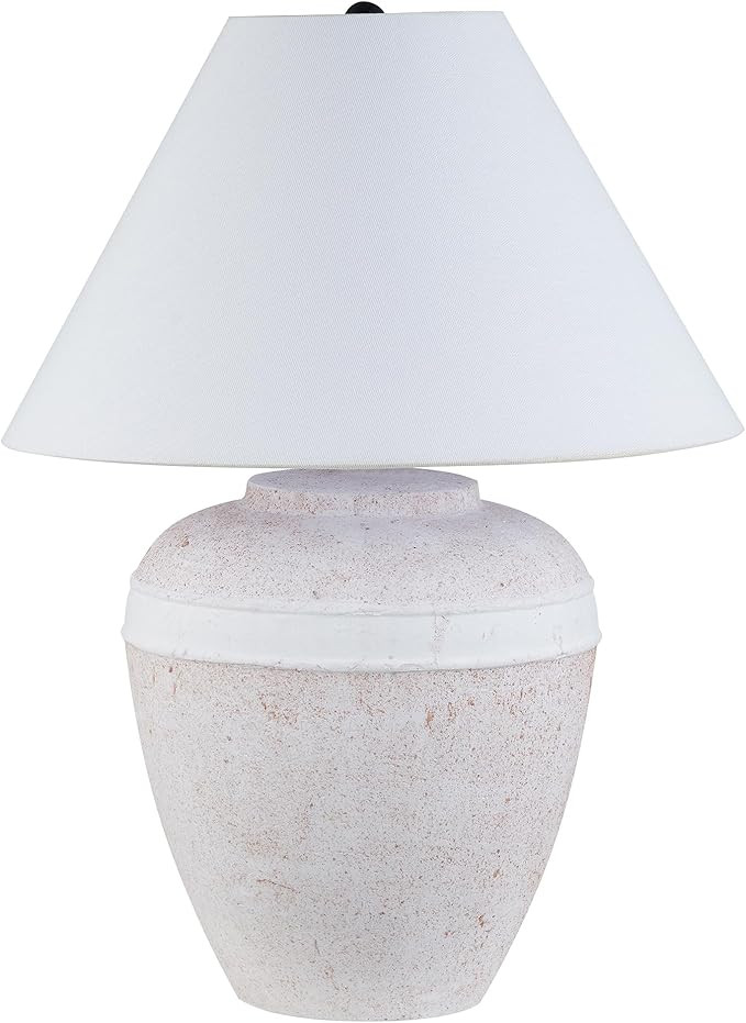 Henn&Hart 22.5'' Modern 1-Light Table Lamp with White Fabric Cone Shade for Living Room, Bedroom,... | Amazon (US)
