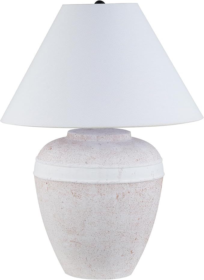 Henn&Hart 23" Tall Ceramic Table Lamp with Fabric Shade in Cloud White, for Home, Living Room, Be... | Amazon (US)