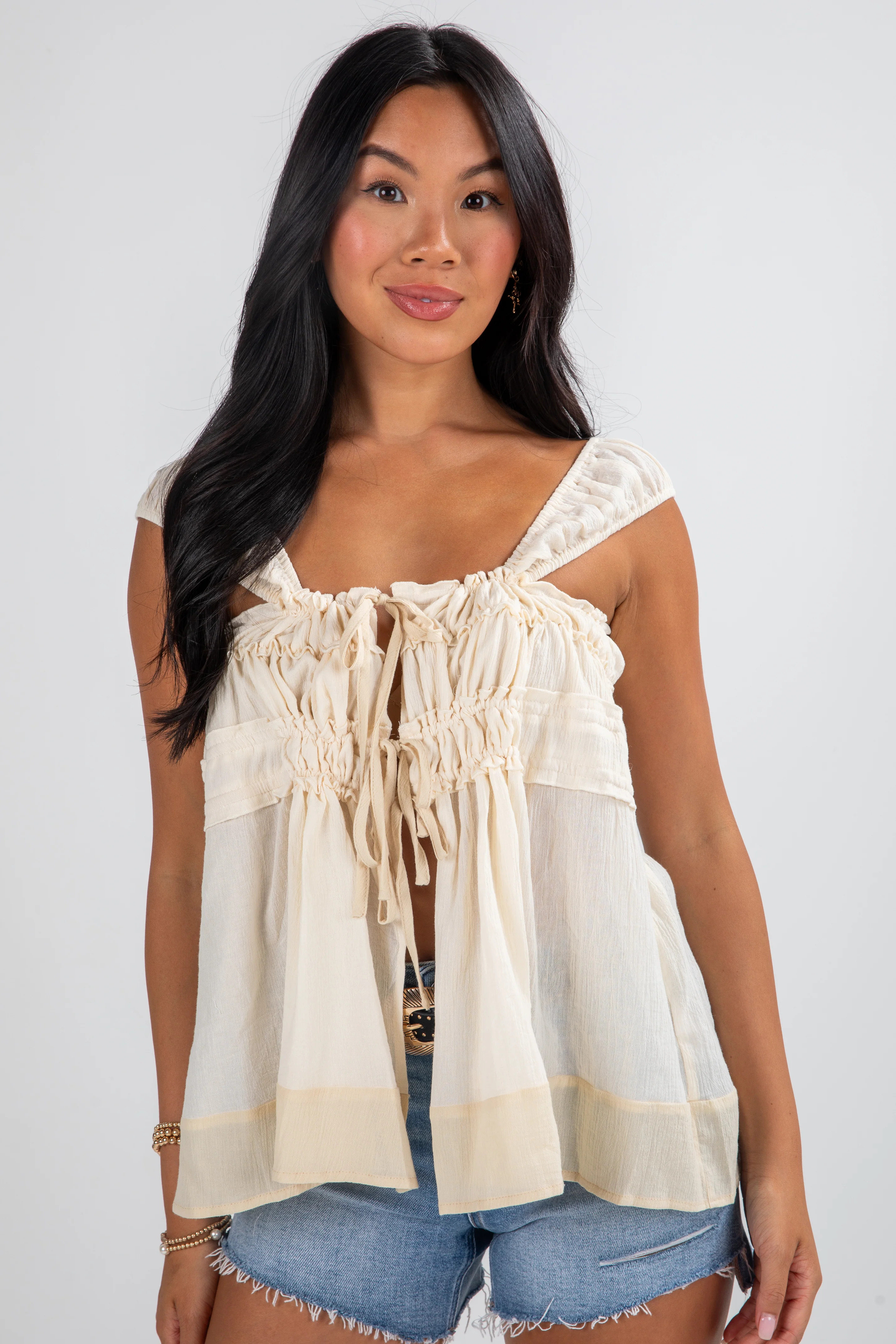 Cute Cream Tie Tank | Trendy Tie Tops | ShopDressUp | Dress Up