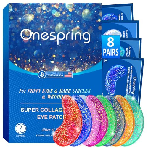 Onespring Under Eye Patches (8 Pairs) - Revitalises and Refreshes Your Skin, Eye Masks for Eye Bags, Dark Circles, Wrinkles, Collagen Gel Pads, Relieves Pressure - Travel Essentials | Amazon (US)