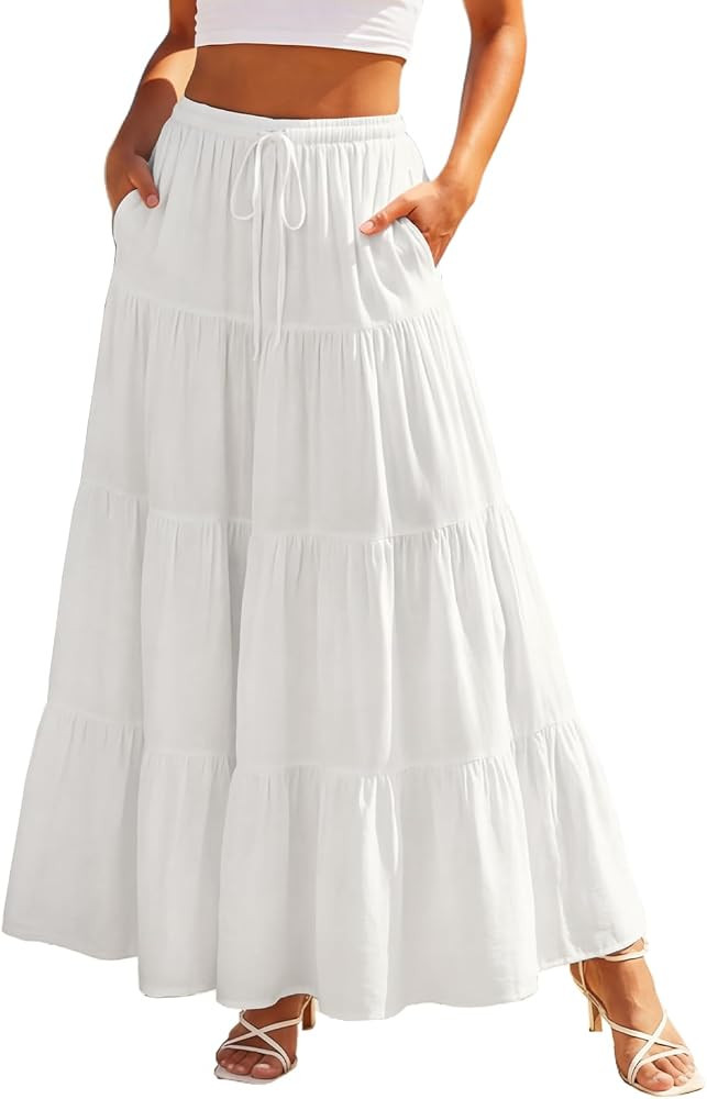 Scarlet Darkness Long Skirts for Women Flowy Boho Tiered Renaissance Maxi Skirt with Pockets | Amazon (US)