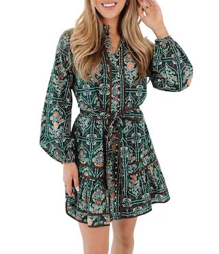 J. Marie Hazel Button Down Long Sleeve Mini Dress - S | Dillard's