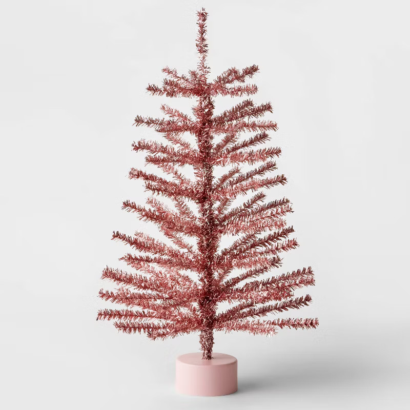 24" Unlit Tinsel Mini Artificial Christmas Tree Pink - Wondershop™ | Target