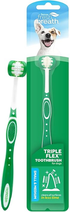TropiClean Fresh Breath TripleFlex Toothbrush for Small & Medium Dogs | 360-Degree Dog Dental Cle... | Amazon (US)