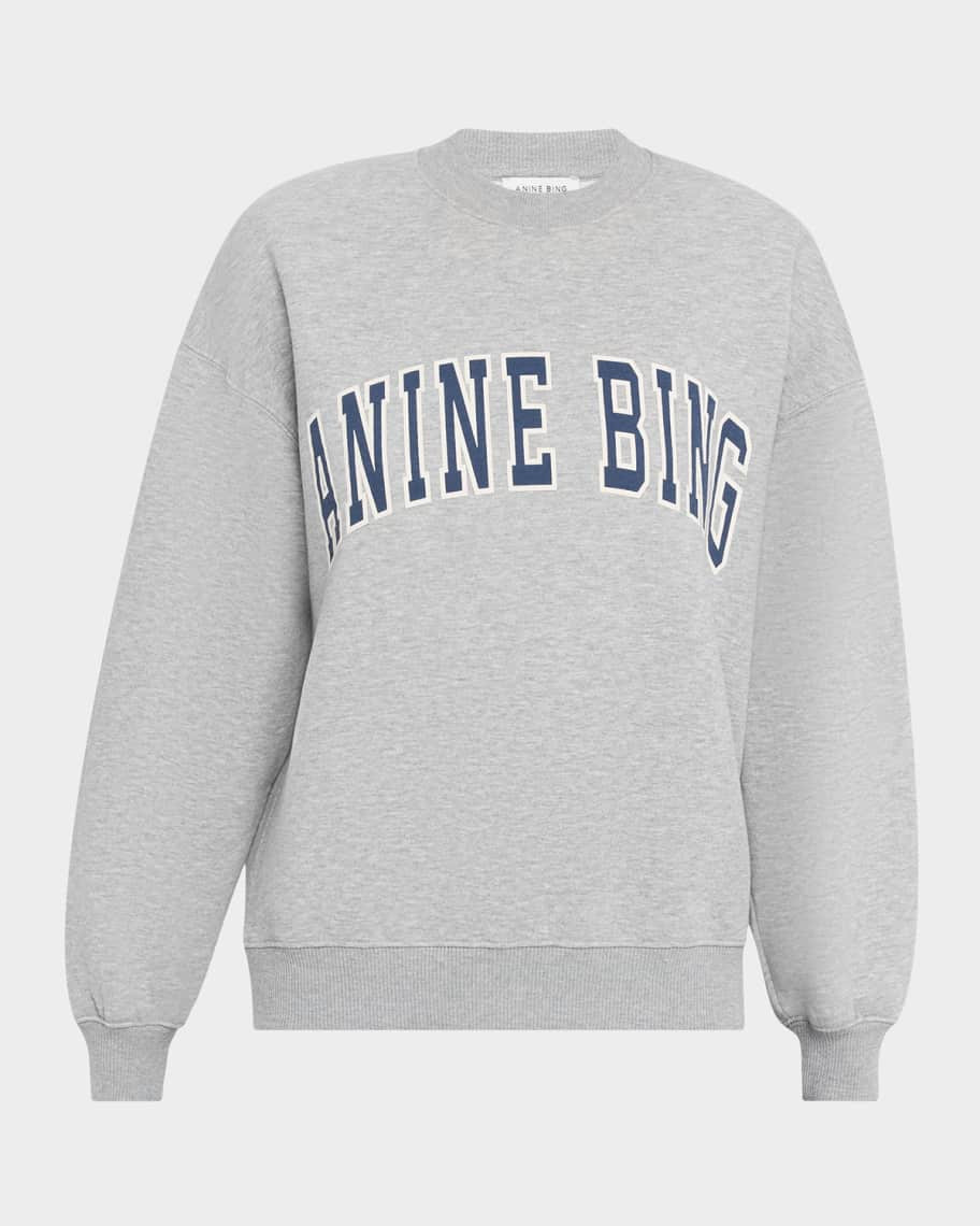 ANINE BING Spencer Logo Crewneck Sweatshirt | Neiman Marcus