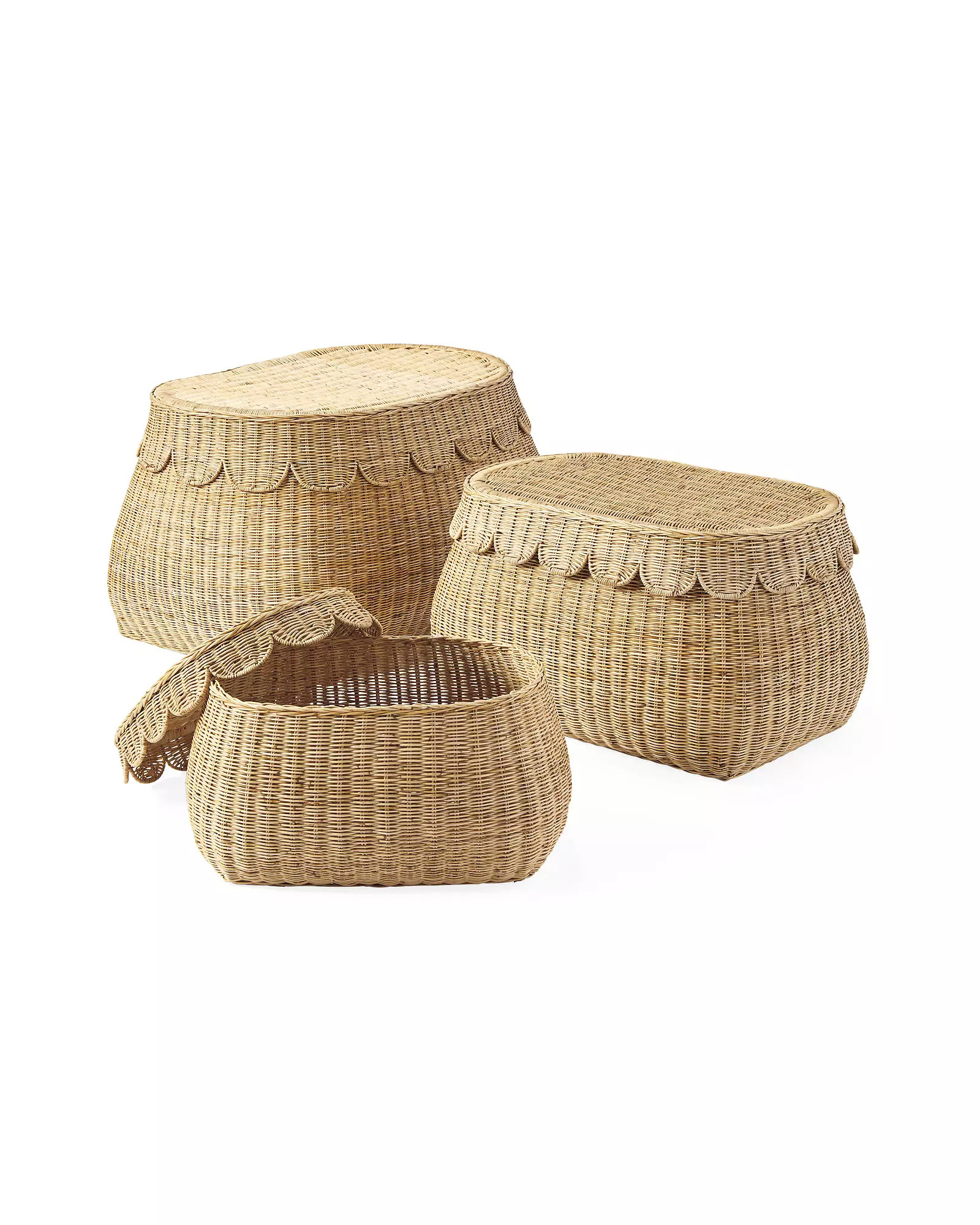 Scallop Rattan Basket | Serena and Lily