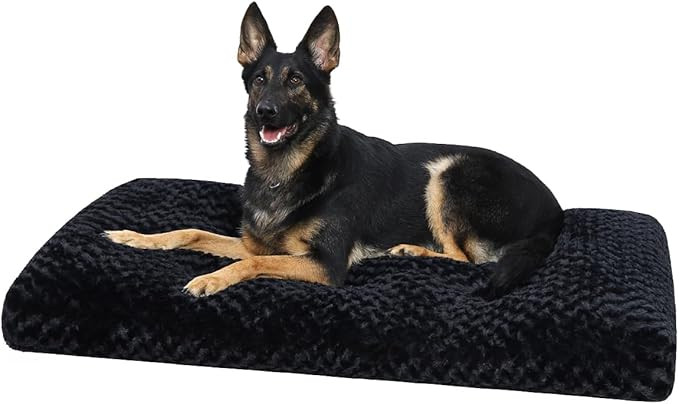 KSIIA Washable Dog Bed Anti-Slip Dog Crate Beds Deluxe Plush Kennel Pad Comfy Pet Sleeping Mat fo... | Amazon (US)