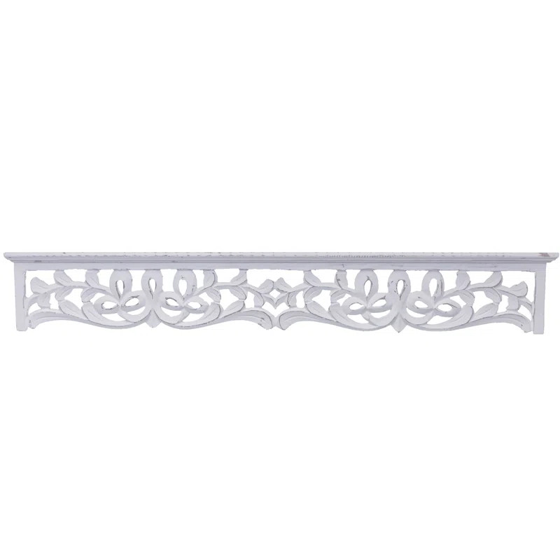 4.5" H x 24" W x 5" D Distressed White Andard Hand Carved Wall Shelf (Part number: AGGR8369 40994... | Wayfair North America
