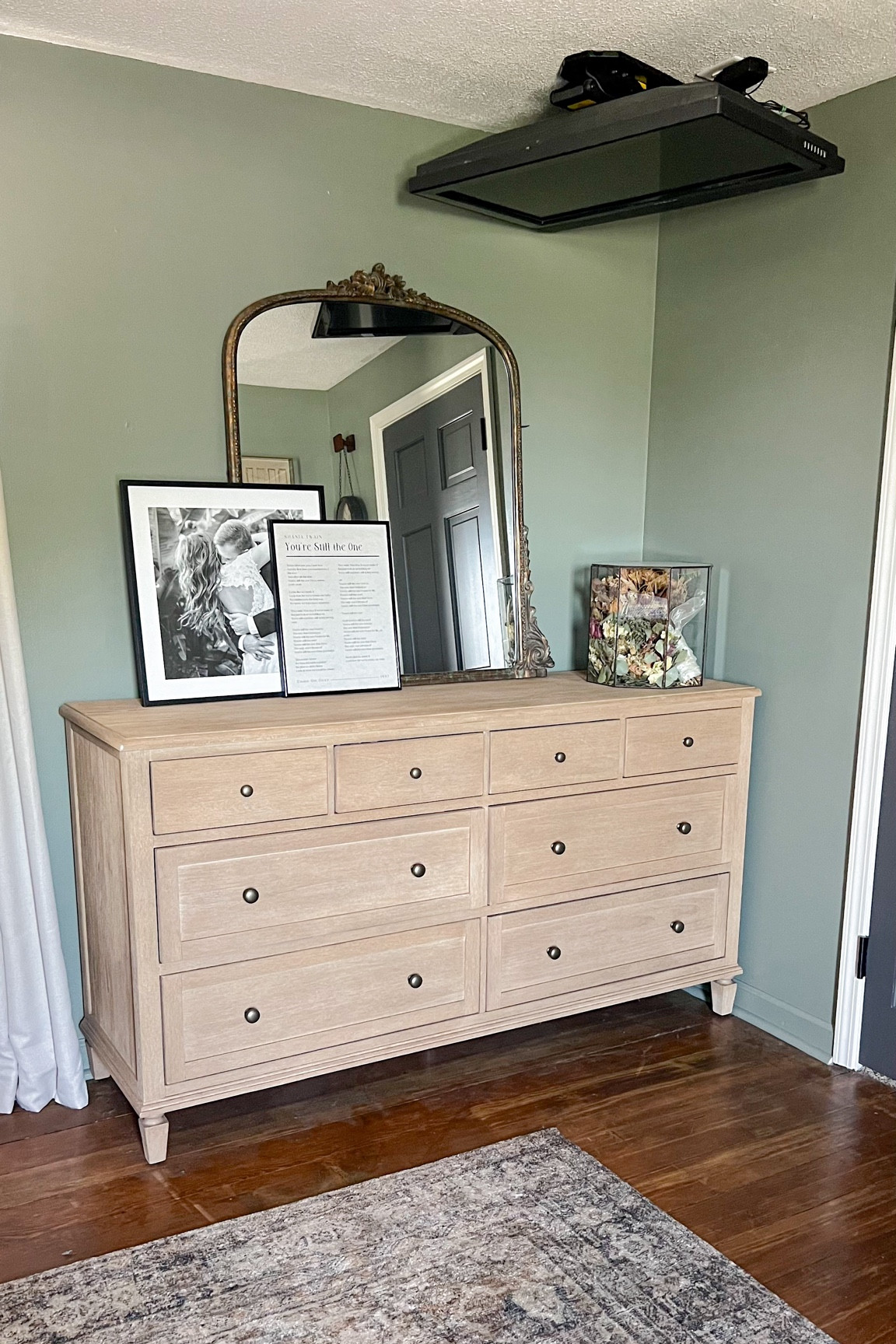 Sausalito Dresser | Bedroom Furniture | Gleaming Primrose Mirror | Master Bedroom | TV Ceiling Mount | Romantic Bedroom | Dupe | Green Bedroom | Neutral | Moody | Wall Mirror

#LTKhome