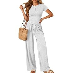 Trendy Queen Womens 2 Piece Sets Lounge Matching Set Cruise Casual Vacation Outfits Summer Wide L... | Amazon (US)