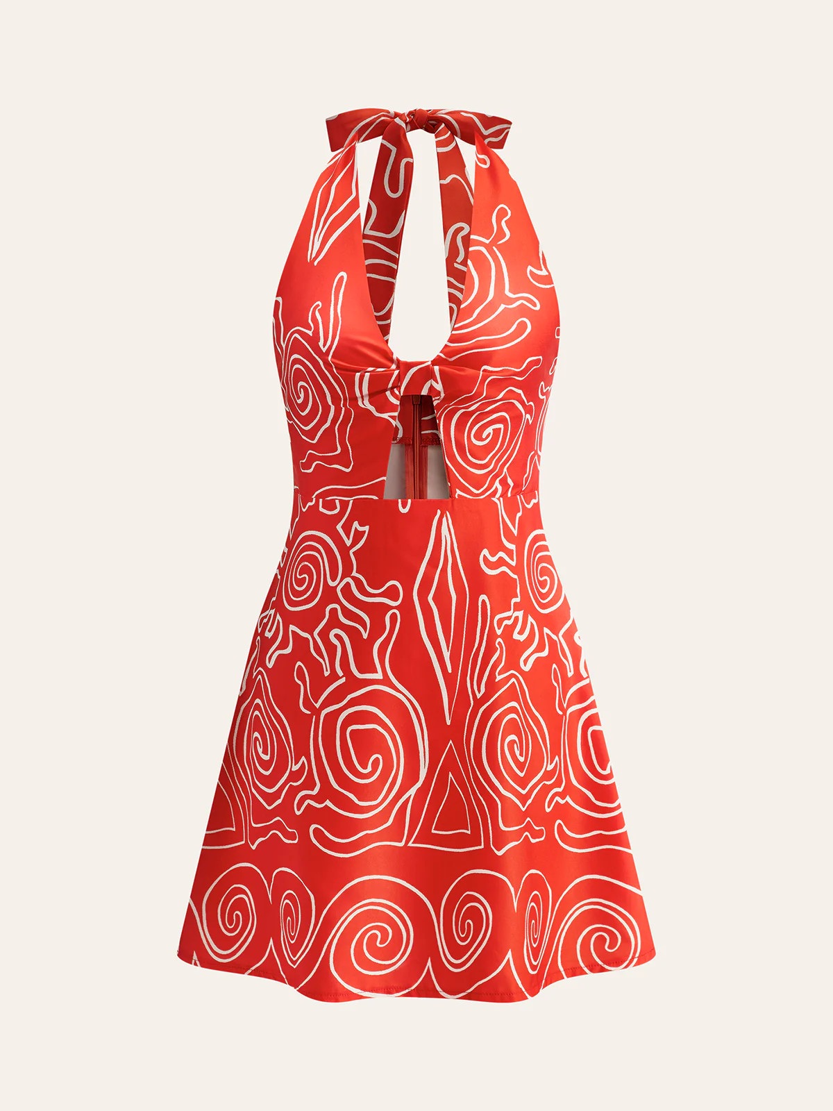 Halter Tie-Back Printed Dress | Commense
