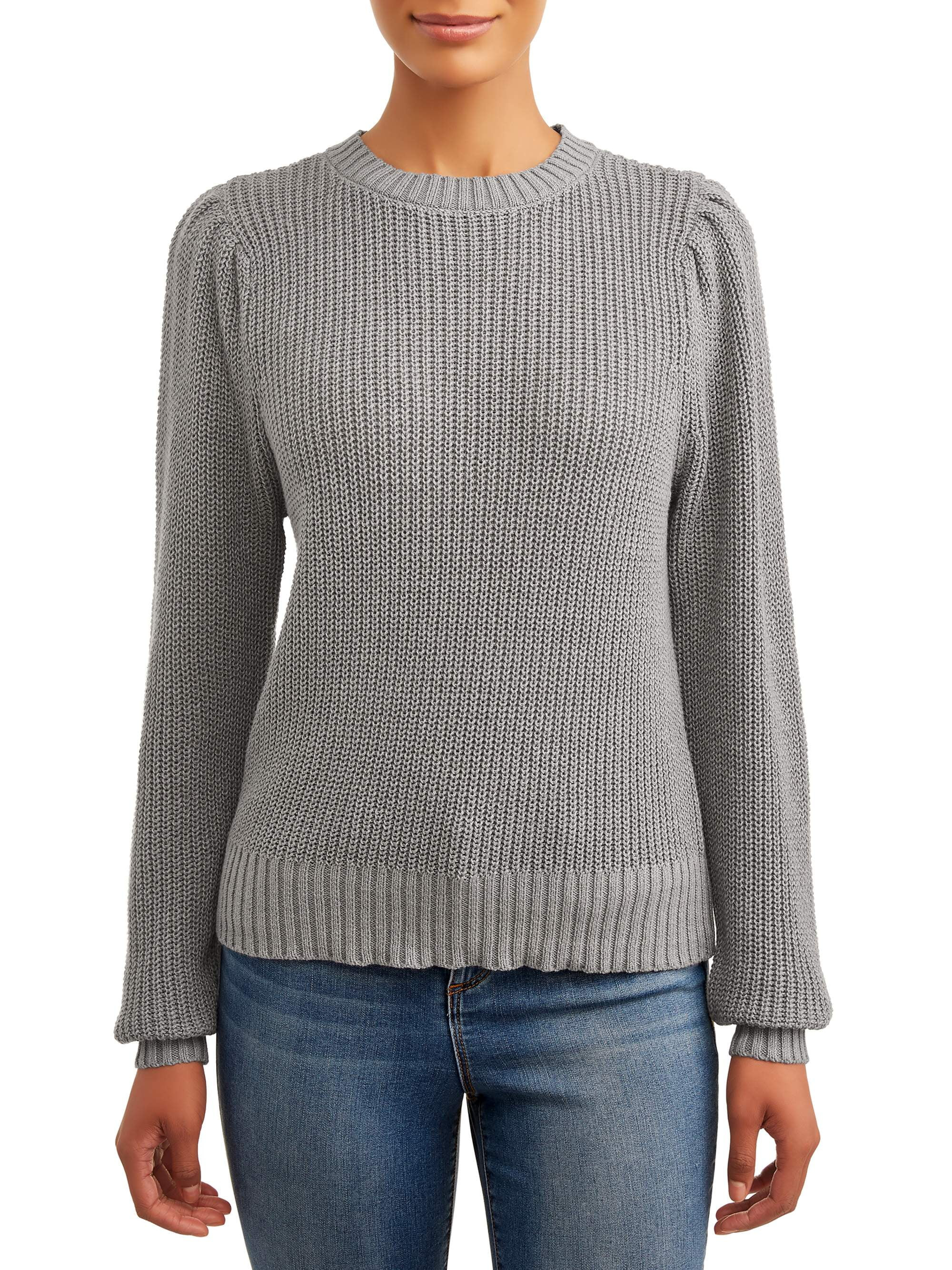 Time and Tru Women’s Princess Sleeve Crewneck Pullover | Walmart (US)