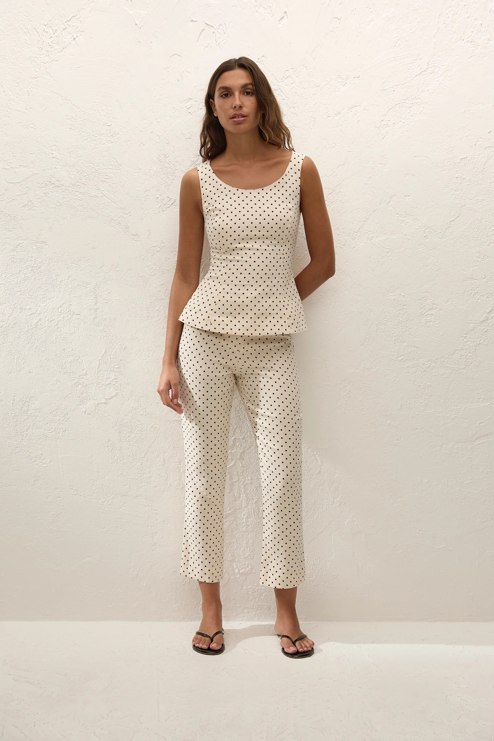 Iria Top Lola Polka Dot Cream Black | Faithfull (AU)