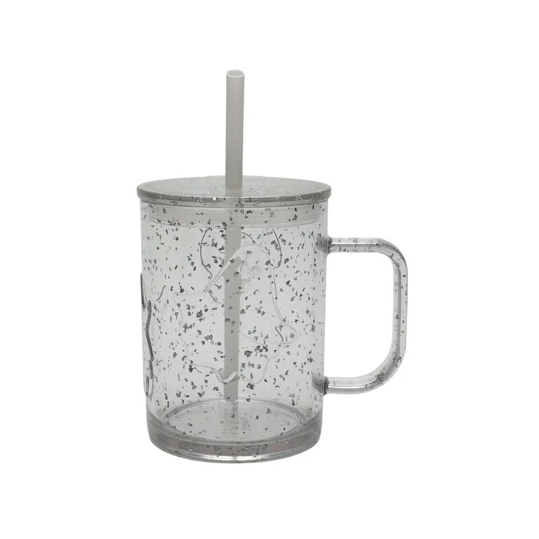 20-Ounce Clear Glitter Acrylic Ghost Mug with Lid & Straw, by Way to Celebrate | Walmart (US)